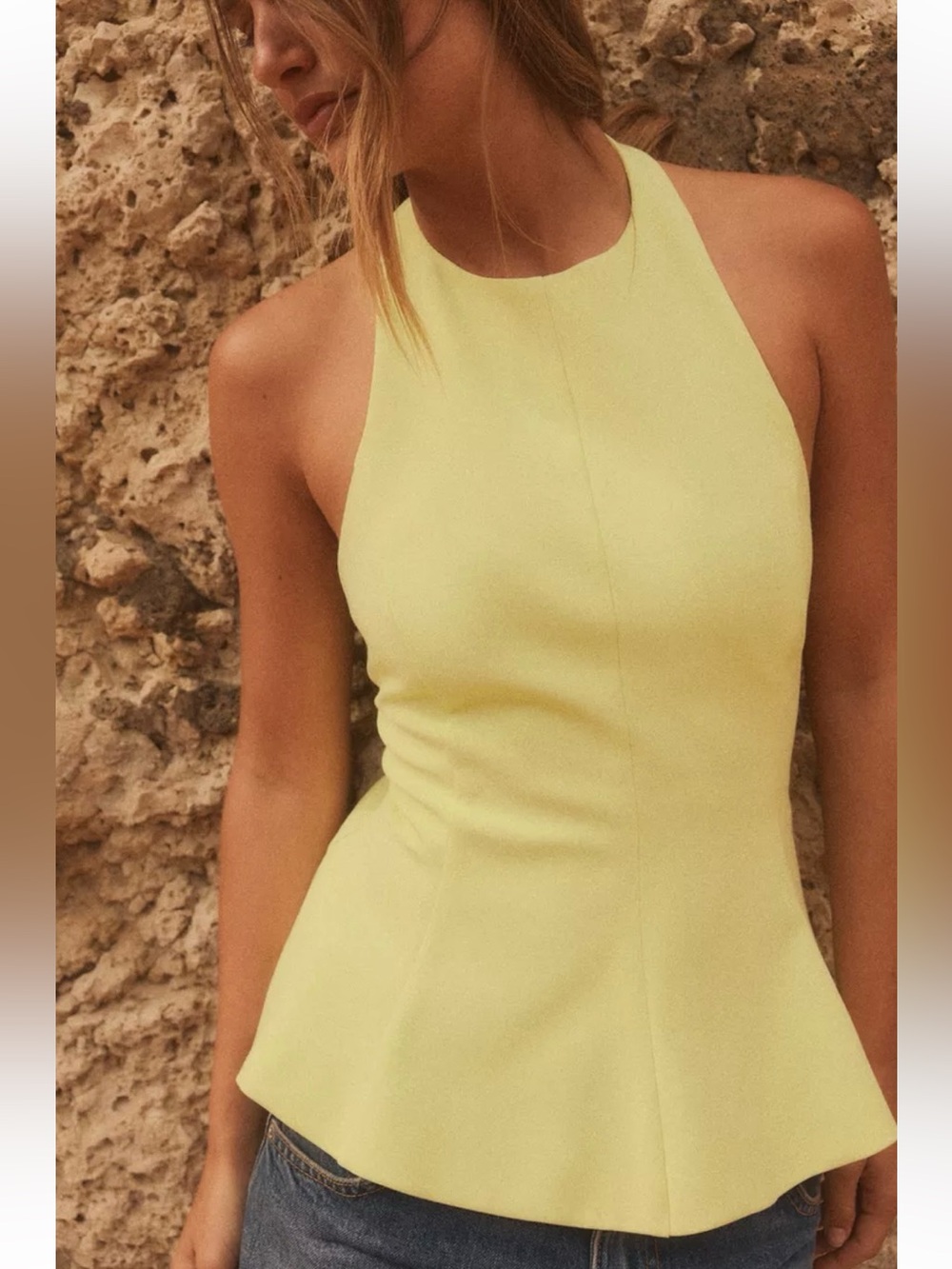 New ZARA Sleeveless Halter Peplum Top